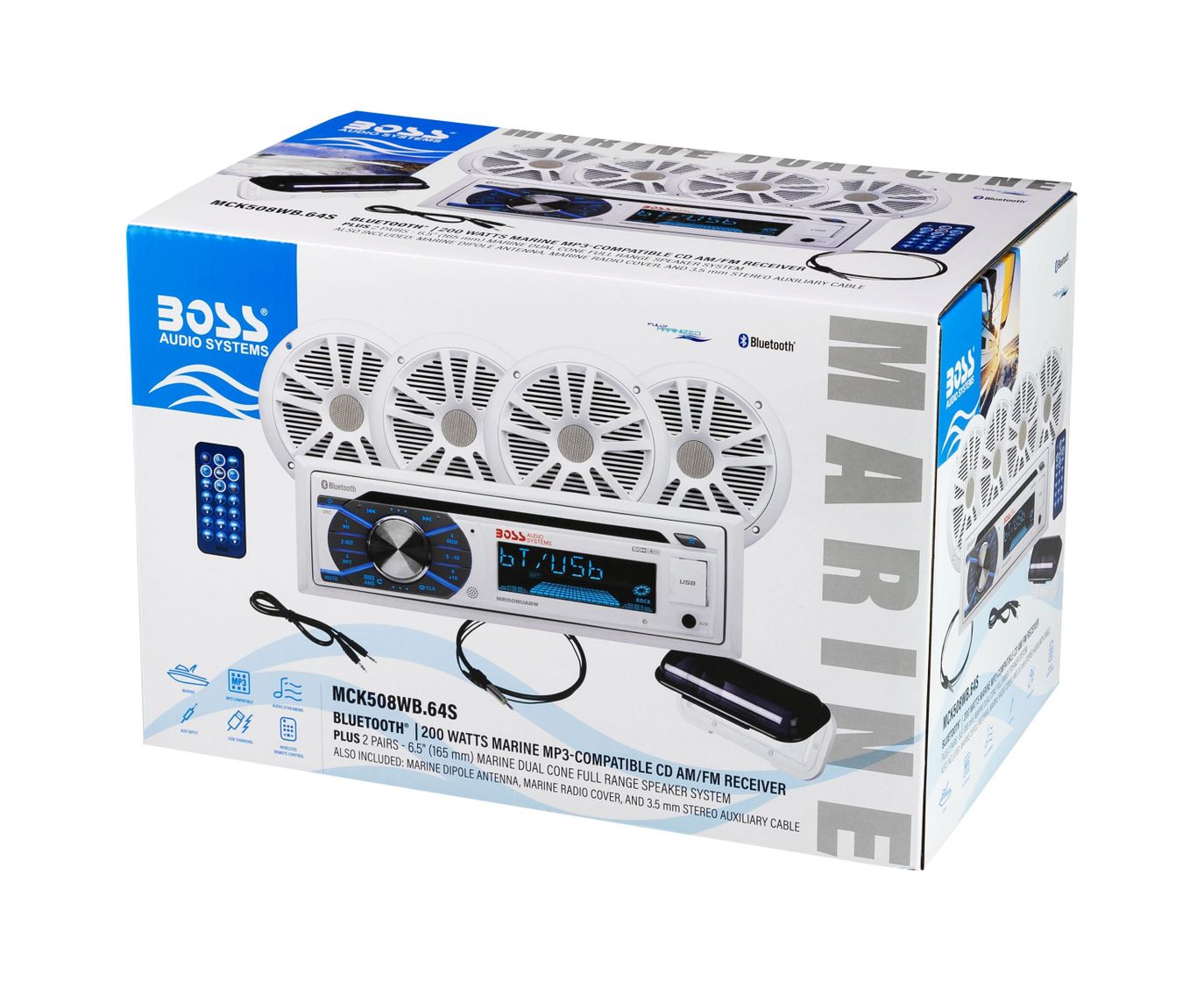 картинка Морская акустика 1DIN BOSS MCK508WB.6 (комплект4+MRC5)