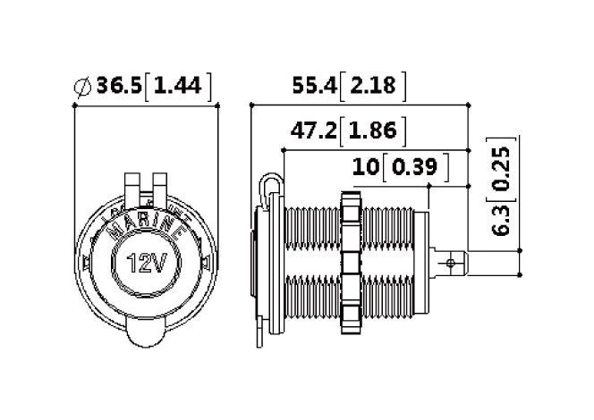 картинка Разъем прикуривателя врезной, чёрный