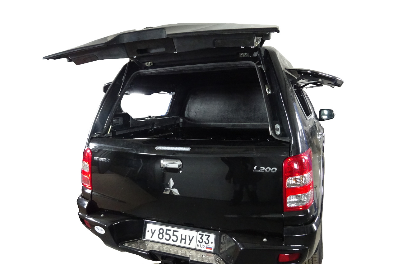 картинка Крышка (кунг) кузова для Mitsubishi L200 (двойная кабина) (2015-2019)/Fiat Fullback (двойная кабина) (2016-) (3 двери) (чёрная) АВС-Дизайн ABC.MCCL200