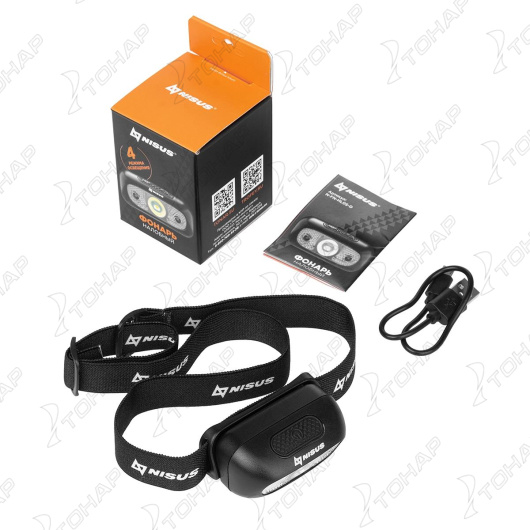 картинка Фонарь налобный NISUS 200 LM, IP44, USB