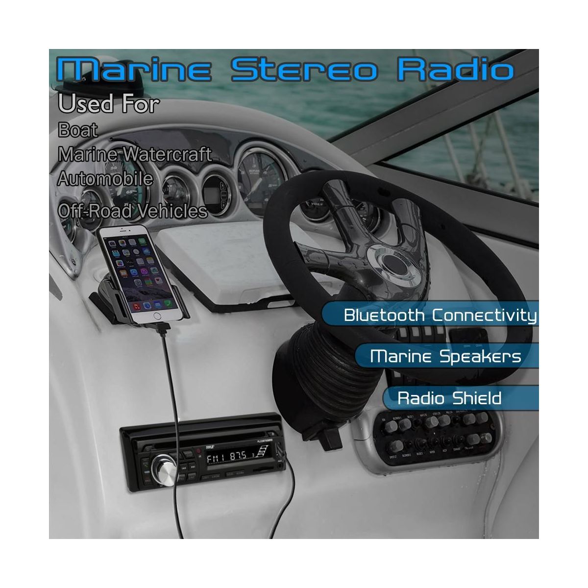 картинка Морская акустика 1DIN PYLE PLCDBT95MRB, комплект