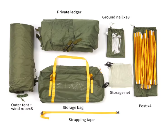 картинка Палатка Naturehike KOTA 4, 4-местная, алюминиевый каркас, олива