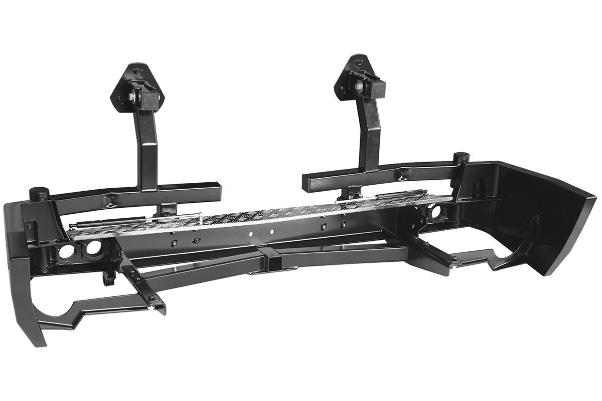 картинка Бампер задний РИФ с квадратом под фаркоп, 2-мя калитками и фонарями для Nissan Patrol Y61 2004+