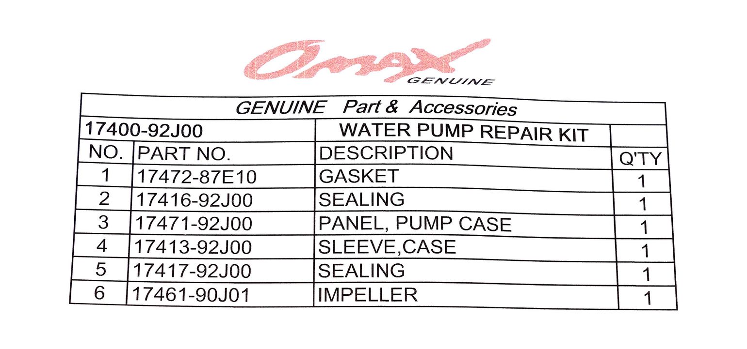 Ремкомплект помпы Suzuki DF90-140, Omax
