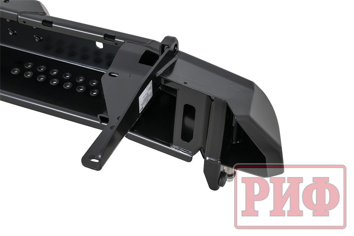 картинка Бампер задний РИФ Toyota Land Cruiser 200 2013-2015 с квадратом под фаркоп, калиткой, фонарями, подс