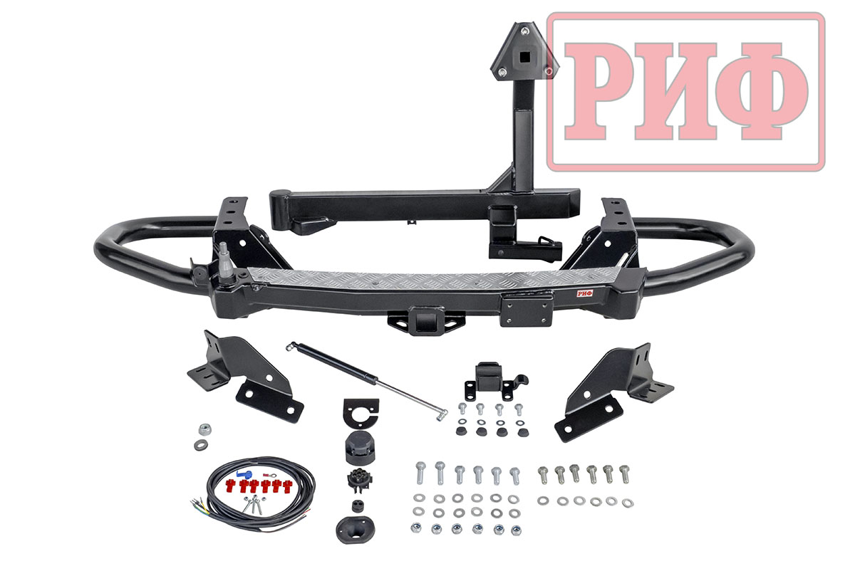 картинка Бампер задний РИФ Toyota Fortuner 2015+ c квадратом под фаркоп и калиткой