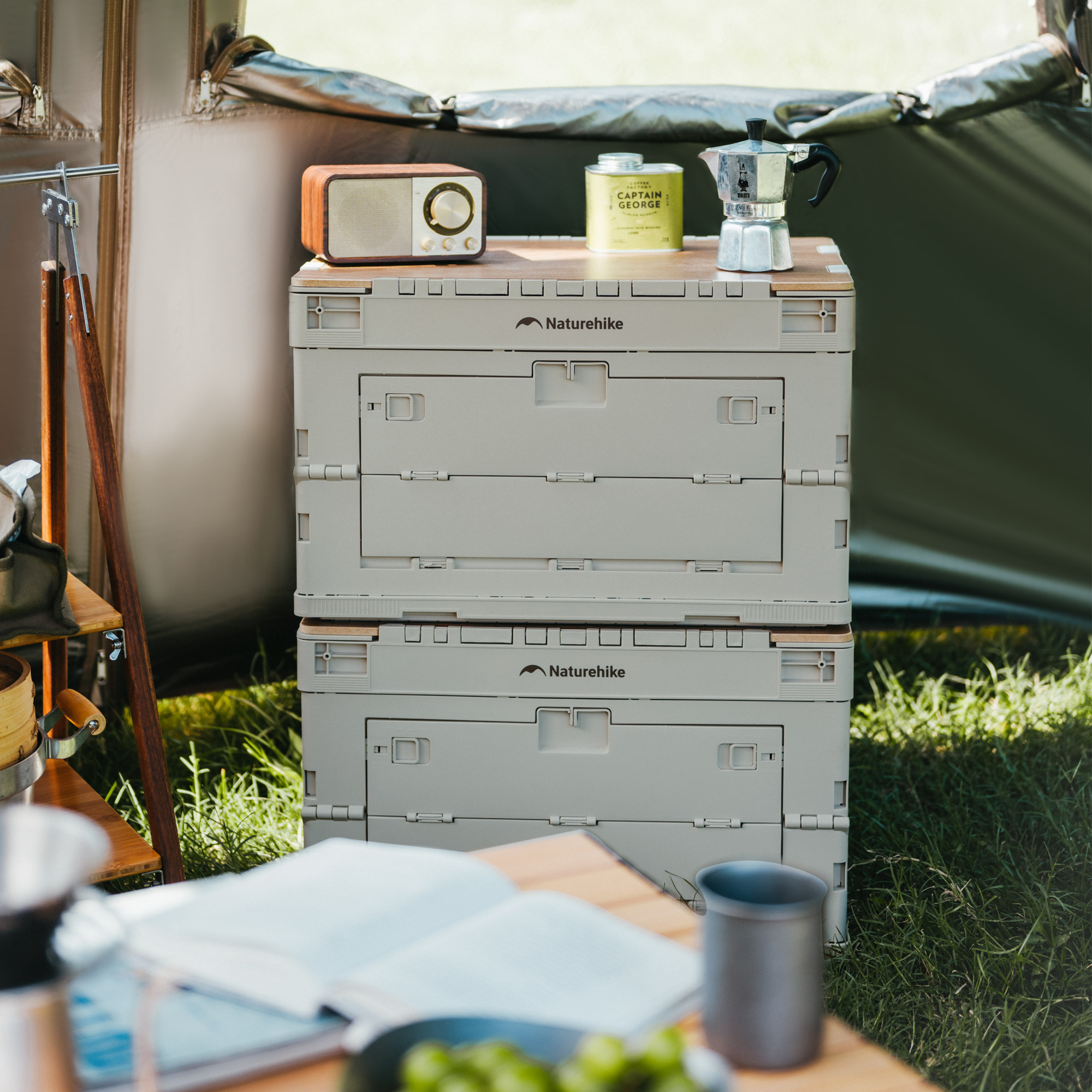 картинка Ящик туристический Naturehike 52 л, трансформер, со столешницей, бежевый