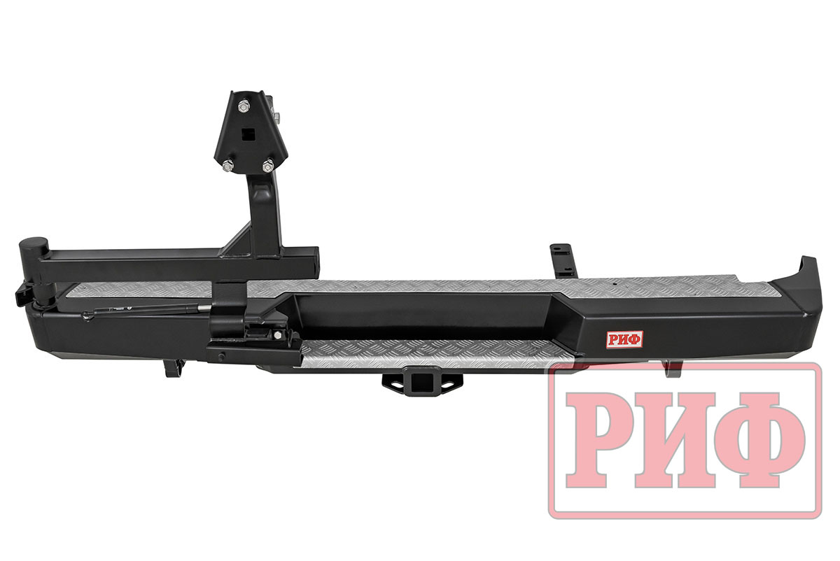 картинка Бампер задний РИФ ГАЗ Соболь с квадратом под фаркоп и калиткой (слева), лифт 50 мм