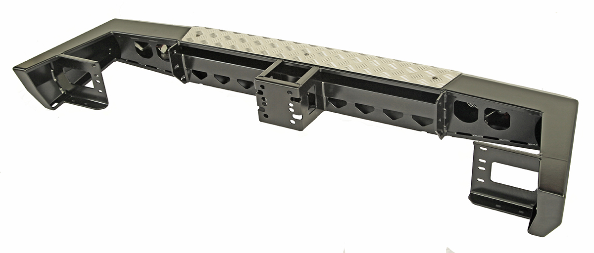 картинка Бампер задний РИФ УАЗ Патриот 2015+ с квадратом под фаркоп и фонарями стандарт