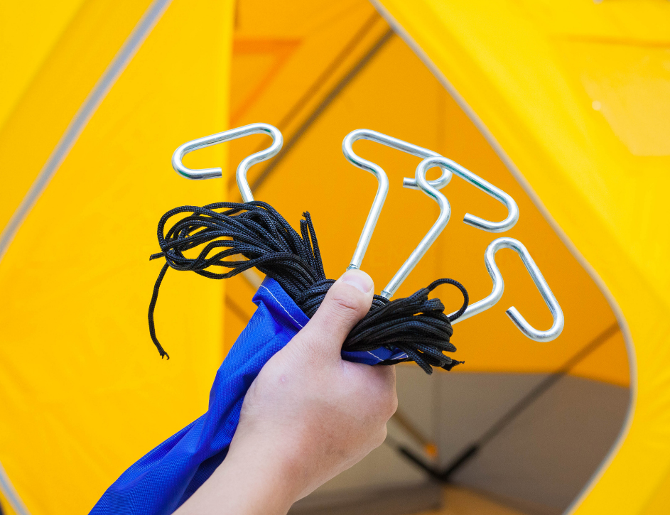 картинка Палатка для зимней рыбалки (330*330*205) желтая с серым