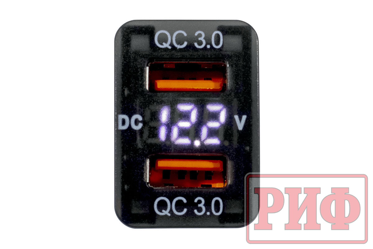 картинка Розетка USB 2 QC 3.0 с вольтметром для Toyota 32x20