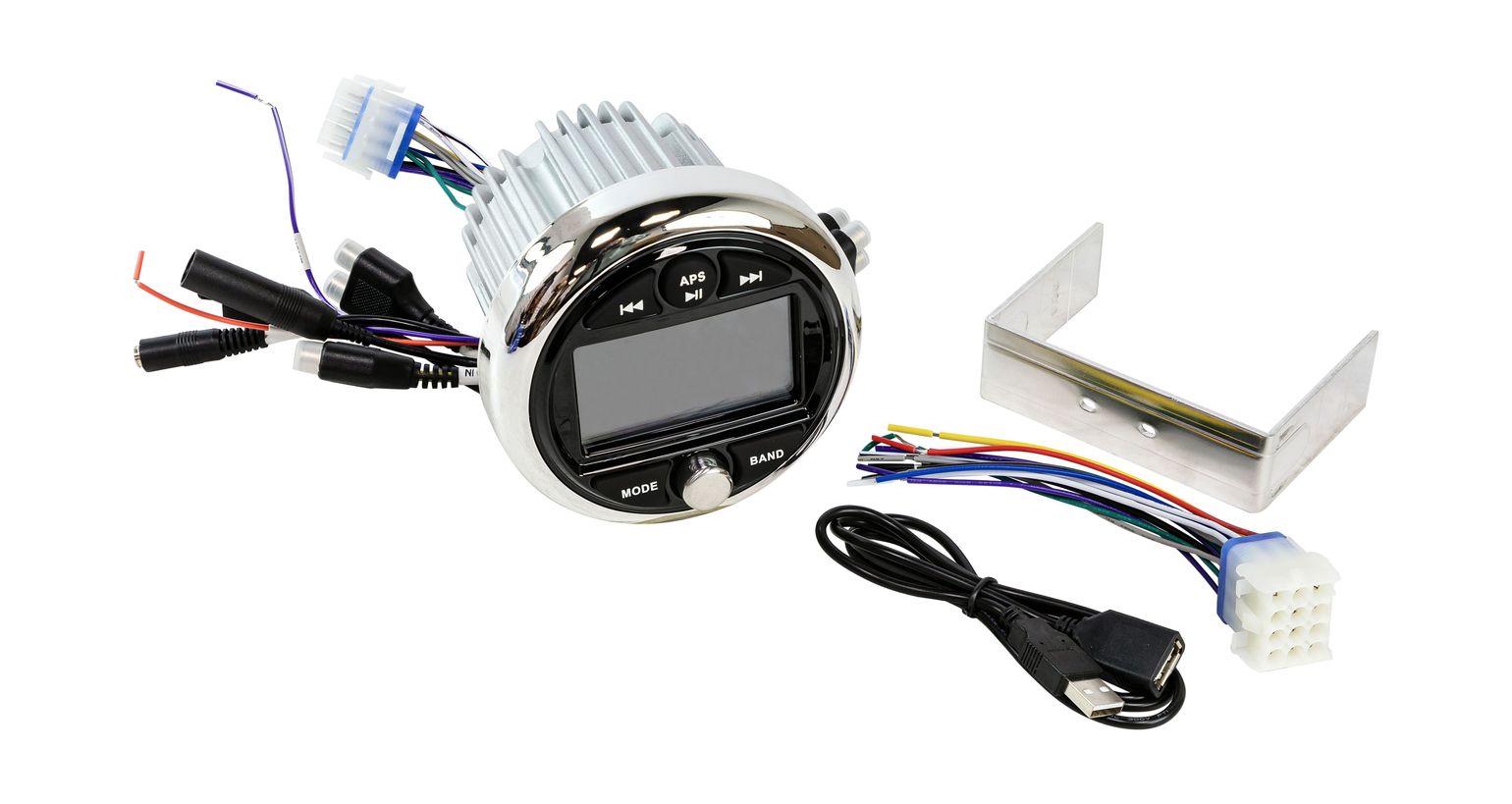 картинка Морская магнитола MRH-301, Zone Control, серебристый ободок, Marine Rocket