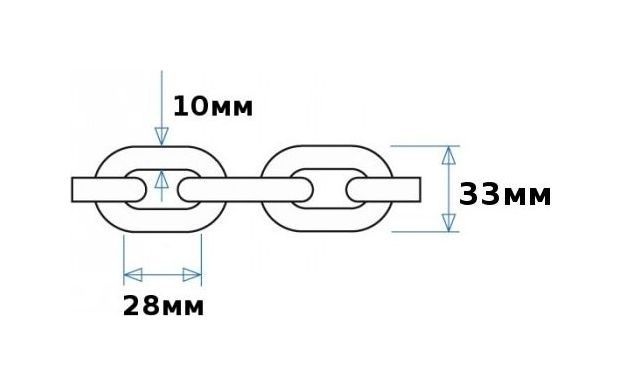 картинка Цепь якорная оцинкованная 10 мм, DIN766