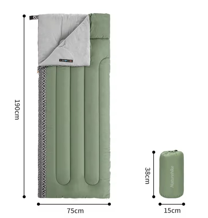 картинка Мешок спальный Naturehike L150, 190х75см, (ТК: +13C), (левый), зеленый