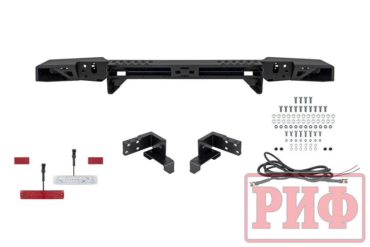 картинка Бампер задний РИФ УАЗ Хантер с фонарями боди 65мм