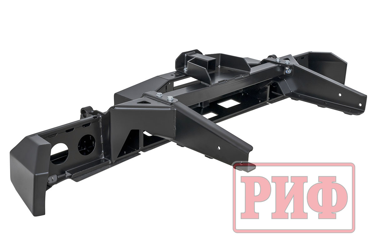 картинка Бампер задний РИФ для ГАЗ Соболь с площ. под лебёдку, квадратом под фаркоп и фонарями