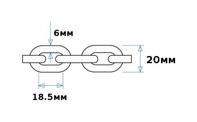 картинка Цепь якорная нержавеющая 6 мм, DIN766