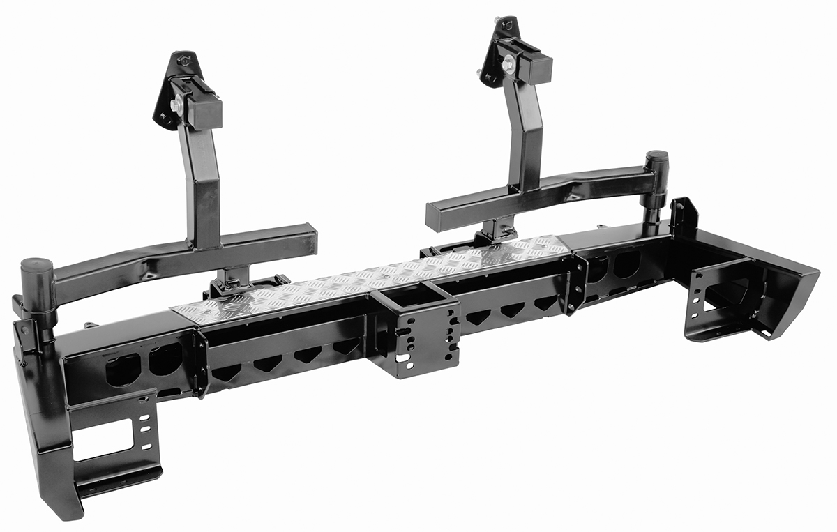картинка Бампер задний РИФ УАЗ Патриот 2015+ с квадратом под фаркоп и 2-мя калитками стандарт