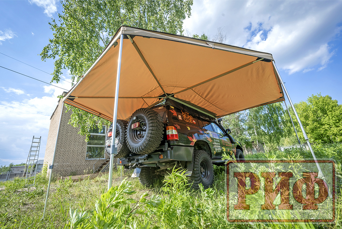 картинка Маркиза комбинированная прямоугольная с веерной частью 2,0х2,0м правая