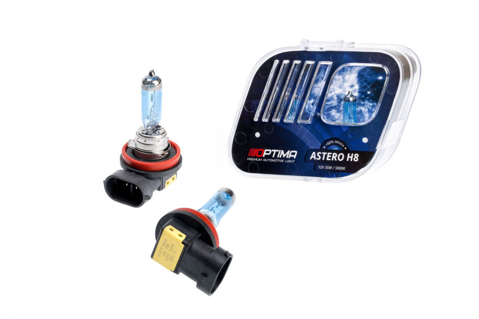 Галогенные лампы Optima Astero H8 +80% White 5000K, 12V, 35W