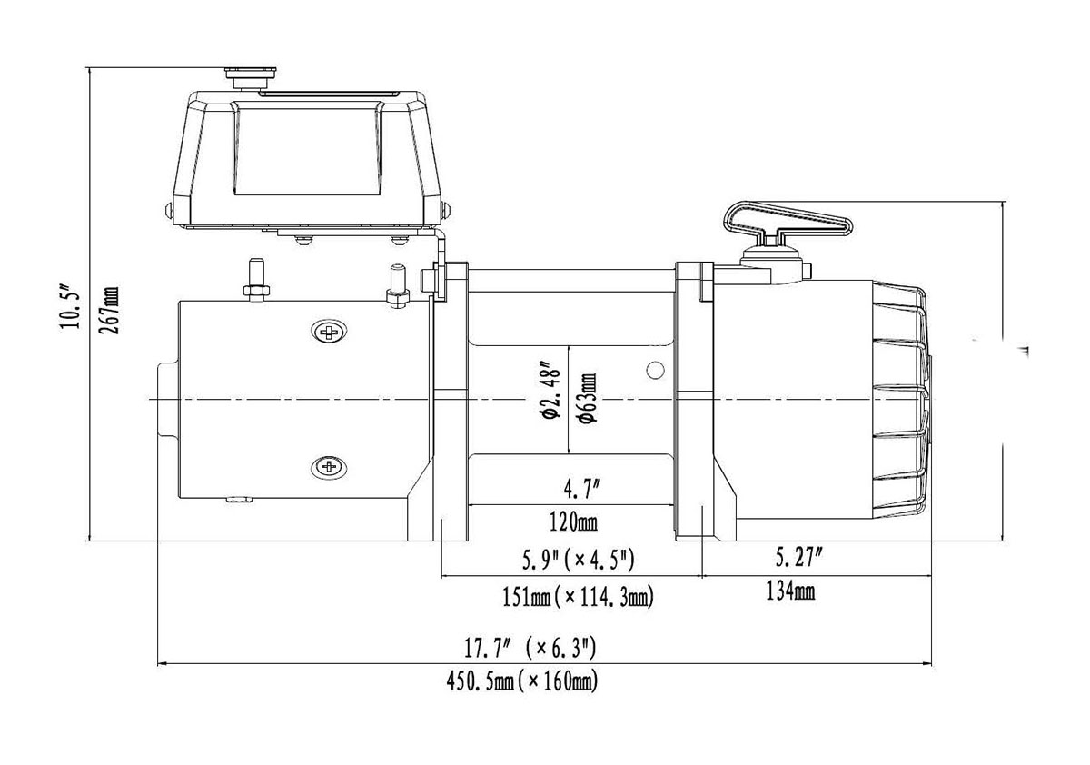 картинка Лебёдка Runva 12500 lbs 5670 кг короткий барабан 12В сталь