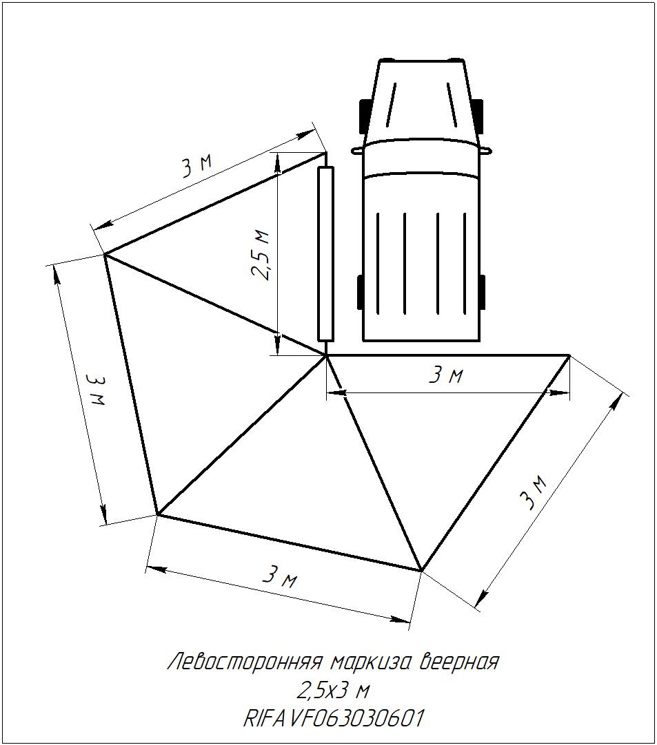 картинка Маркиза автомобильная РИФ веерная 3,0х3,0 м (левая)