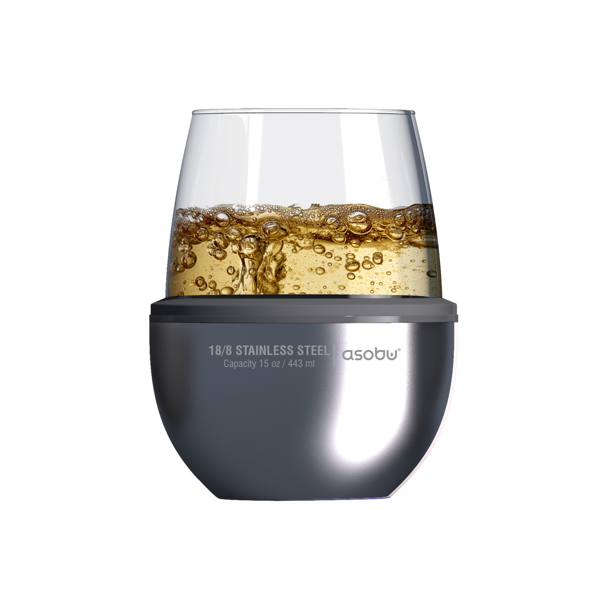 картинка Термобокал для вина WINE KUZIE 440 мл, серебряный