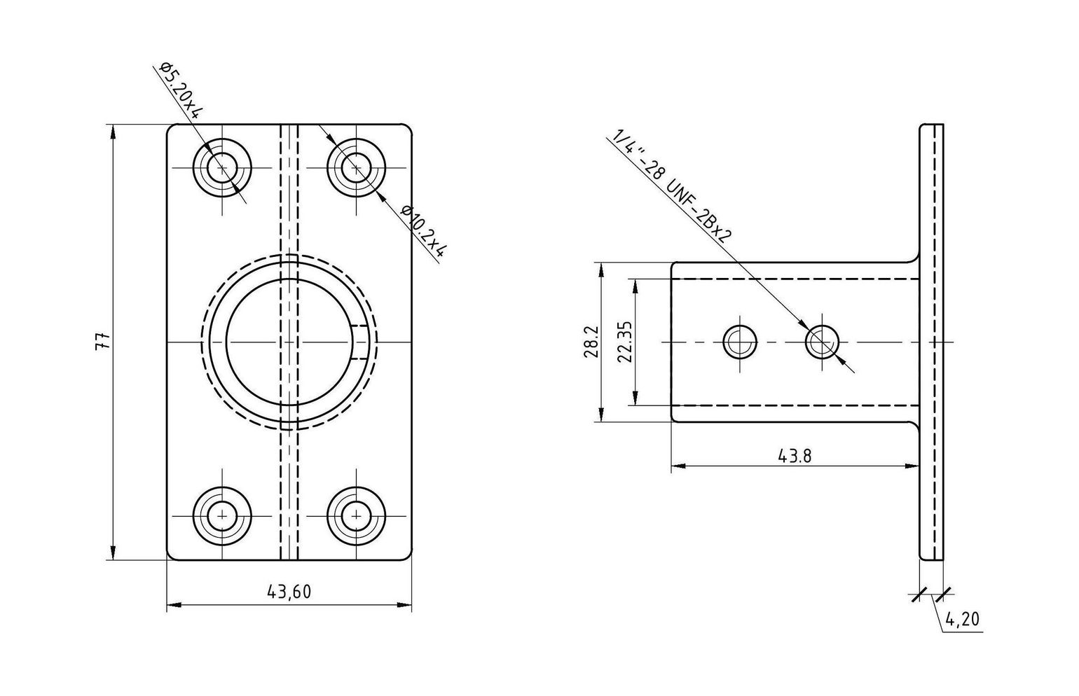 картинка Основание стойки леера 7/8"(22,2 мм), 90 град, прямоугольное