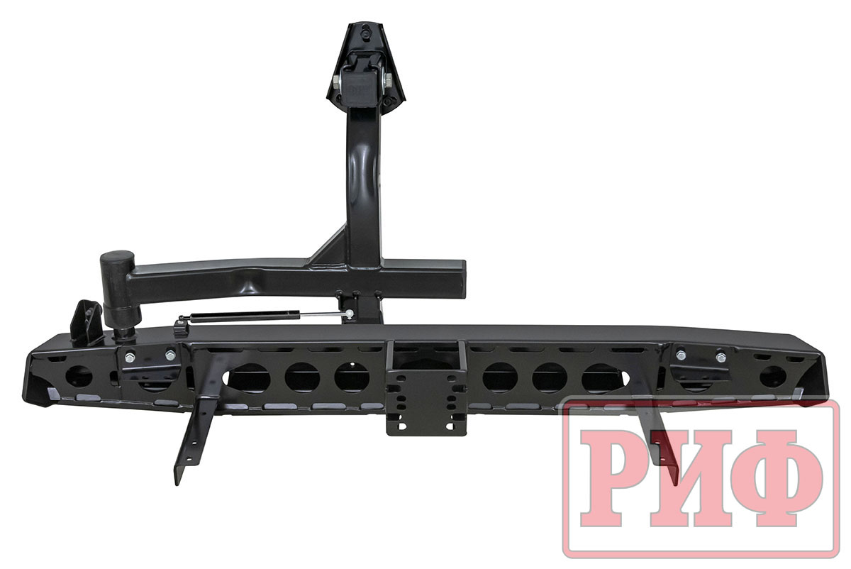 картинка Бампер РИФ задний УАЗ Хантер с квадратом под фаркоп, калиткой (справа), подсветкой номера, лифт 65 мм