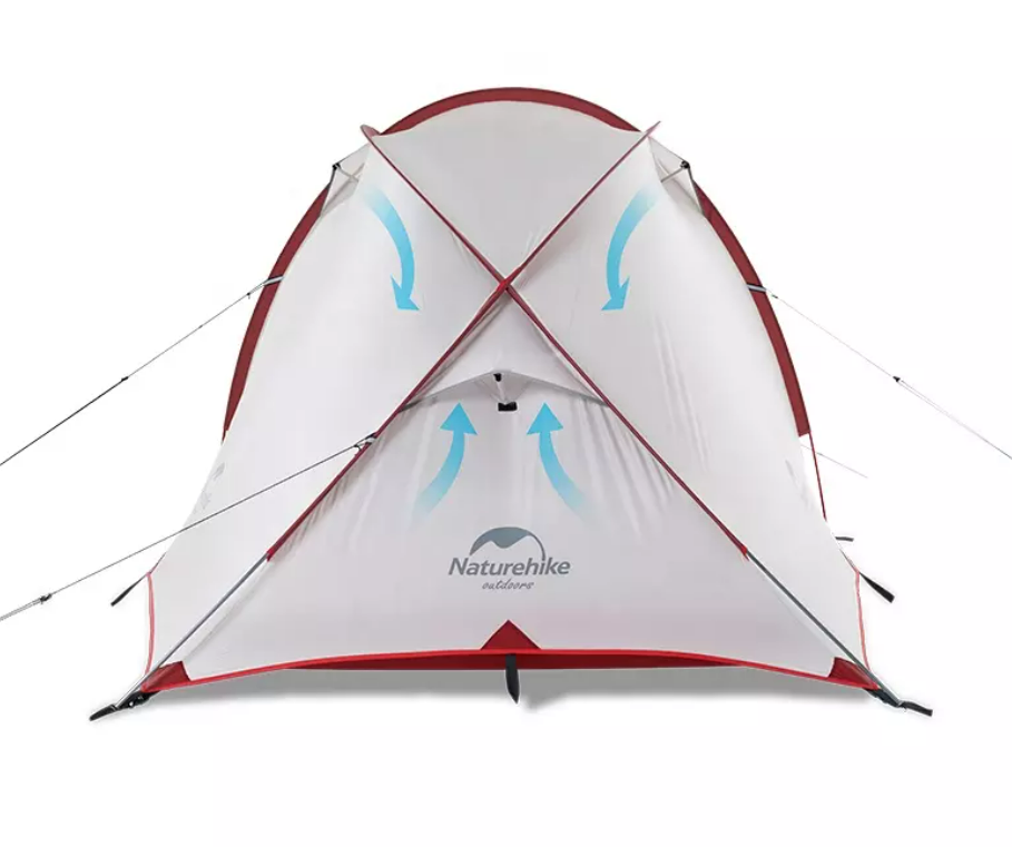 картинка Палатка Naturehike Hiby Si 3-местная, алюминиевый каркас, серо-красная