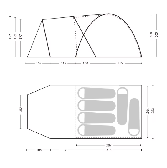 картинка Палатка Naturehike KOTA 6, 6-местная, алюминиевый каркас, серо-коричневая