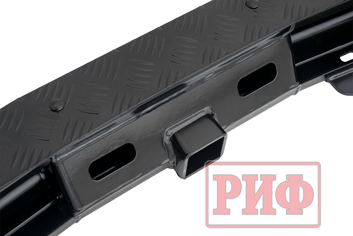 картинка Бампер задний РИФ Renault Duster 2015-2020 c квадратом под фаркоп и калиткой