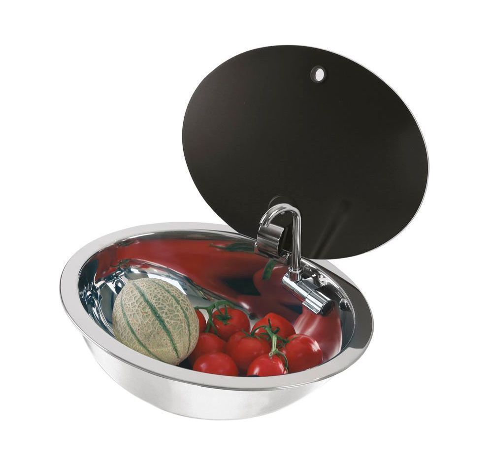 картинка Мойка овальная с краном, стеклянная крышка, CAN, LR1450