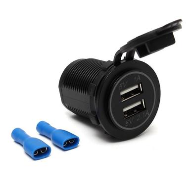 картинка Гнездо питания с двумя USB синий