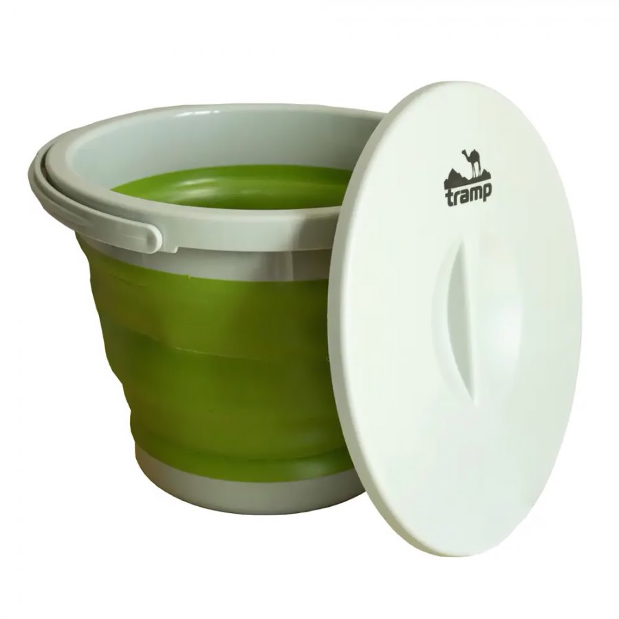 картинка Ведро складное силиконовое Tramp 5 л,с крышкой (оливковый)