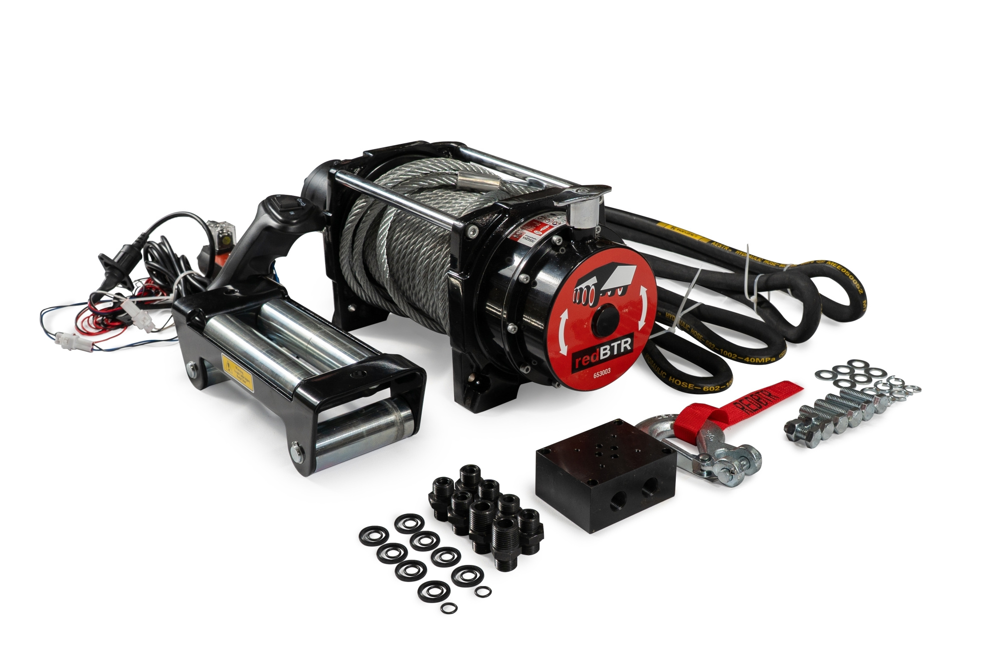 картинка Гидравлическая лебедка redBTR 15000lbs, стальной трос 12мм