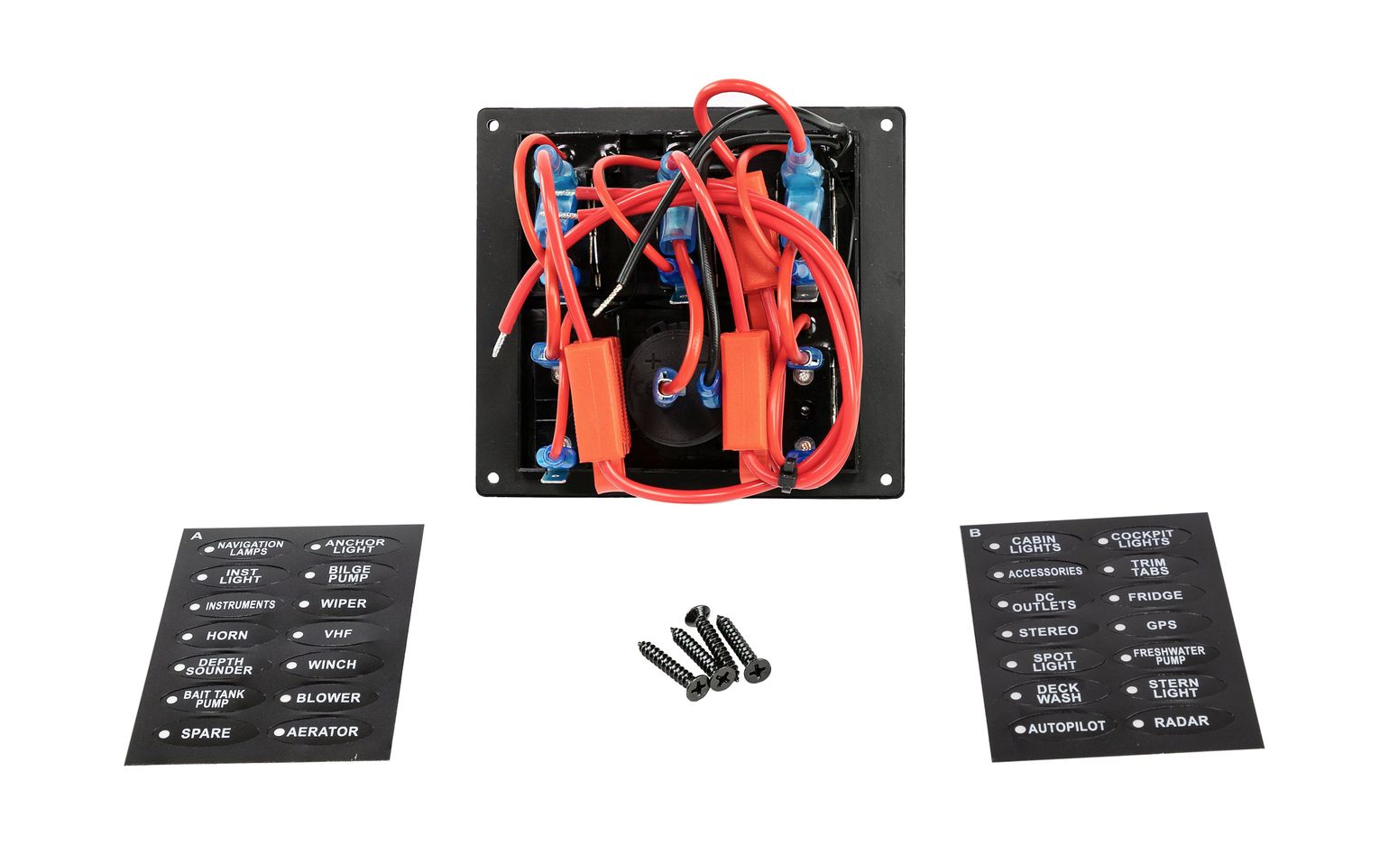 картинка Панель бортового питания 5 переключателей, разъем прикуривателя, Marine Rocket