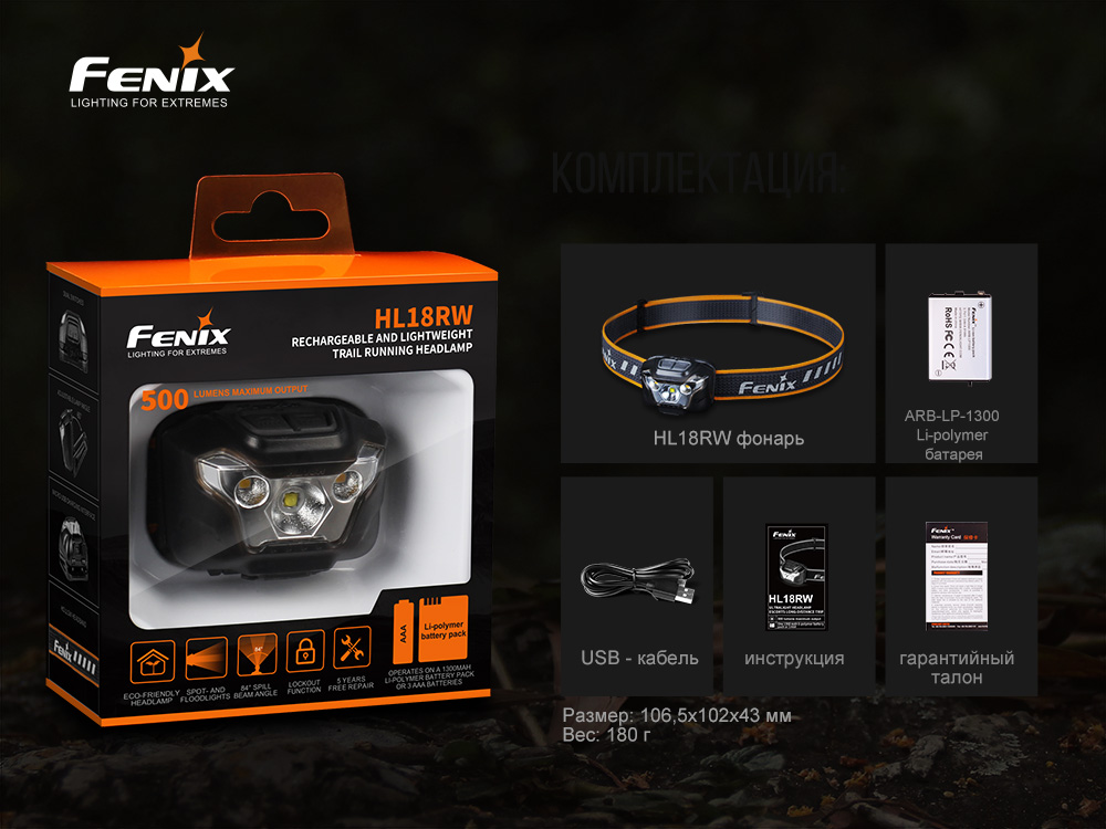картинка Налобный фонарь Fenix HL18RW черный