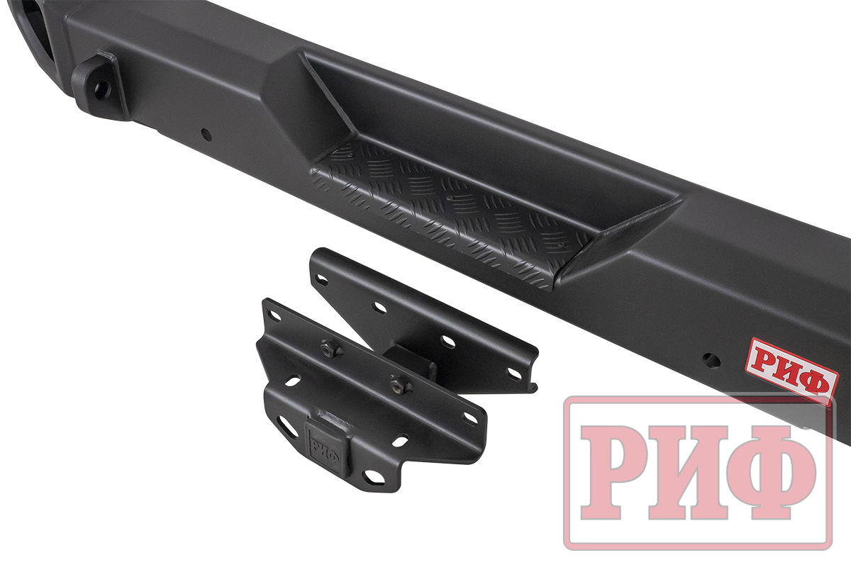 картинка Бампер задний РИФ Jeep Wrangler JL 2018+ с квадратом под фаркоп и фонарями, стандарт