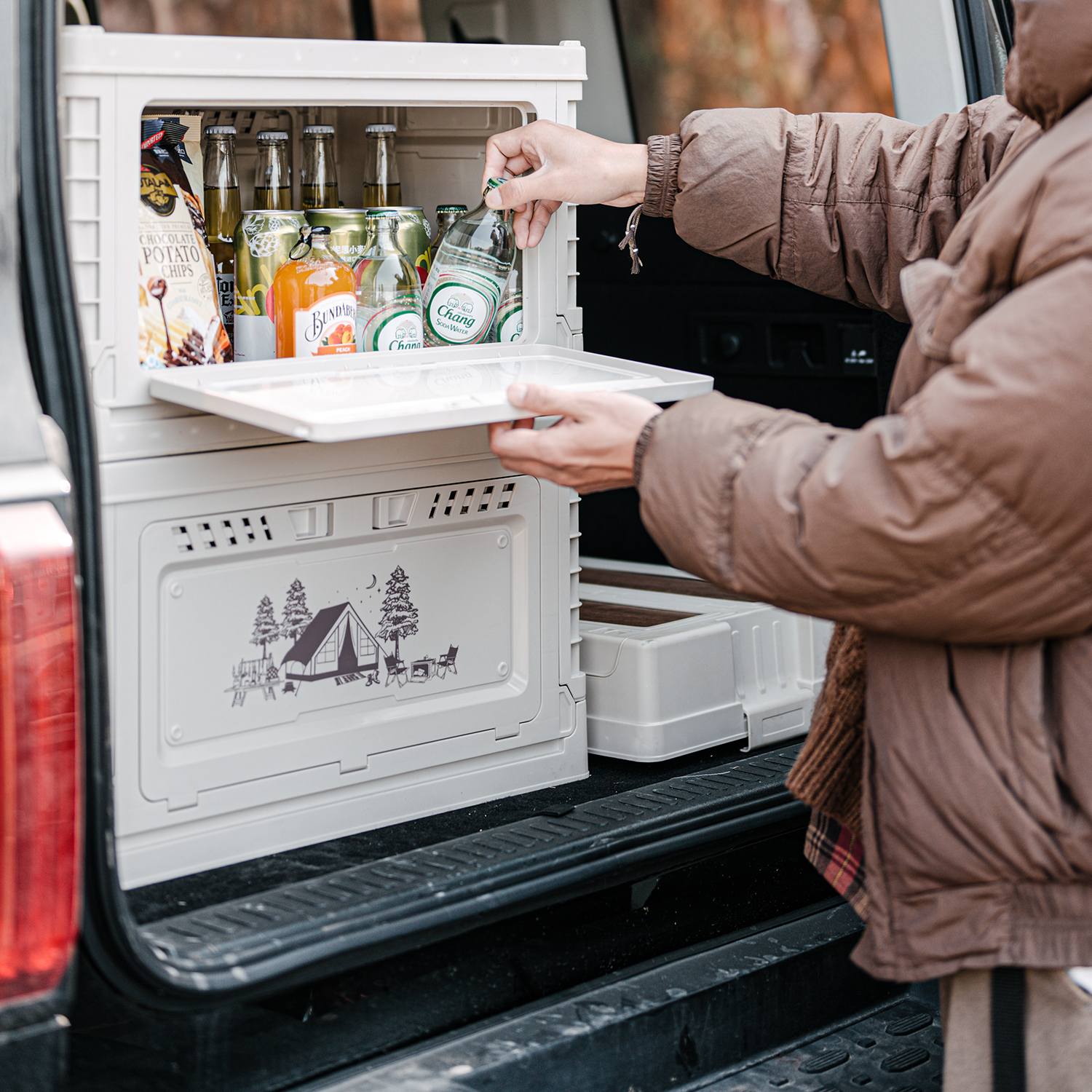 картинка Ящик туристический Naturehike 50 л, трансформер, со столешницей, бежевый