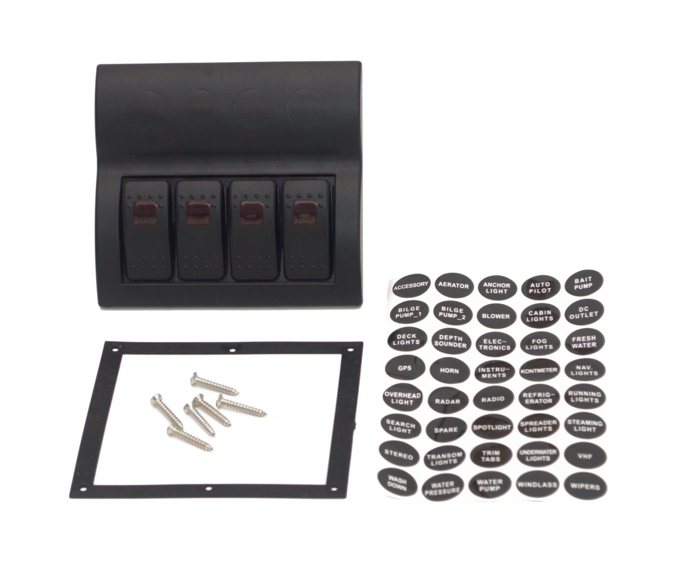 картинка Панель бортового питания 4 переключателя, предохранители