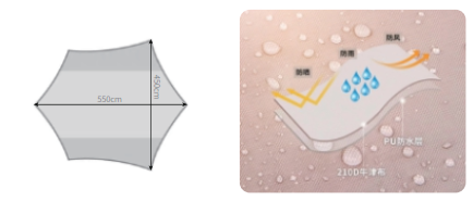 картинка Тент кемпинговый 520х450, ткань, алюминиевые стойки, цвет песочный