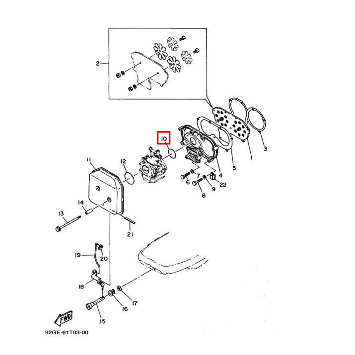 картинка Кольцо уплотнительное под карбюратор Yamaha 25-30  (PREMARINE)