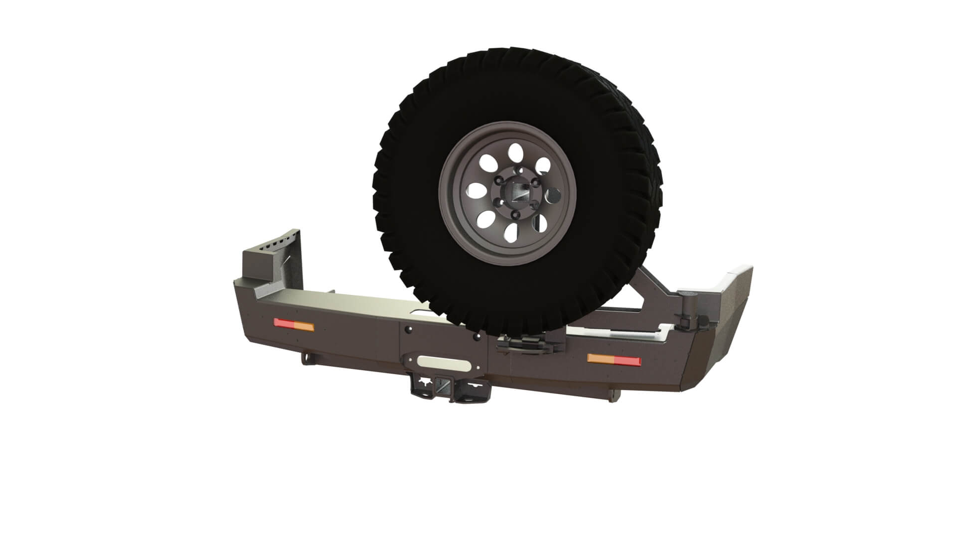 картинка Бампер силовой задний Nissan Patrol Y61 1997+ квадрат, лебедка, калитка справа, фонари