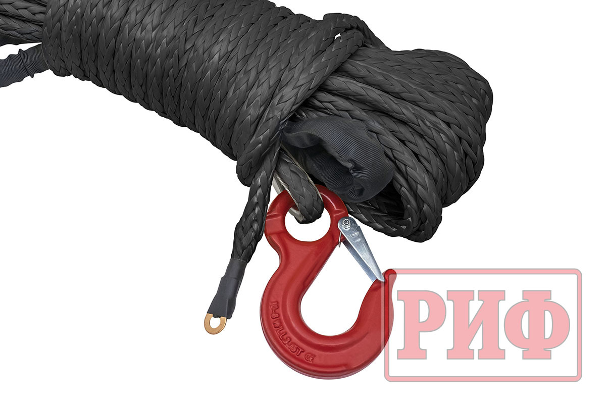 картинка Трос для лебёдки синтетический РИФ 10 мм/25 м черный (готовый)