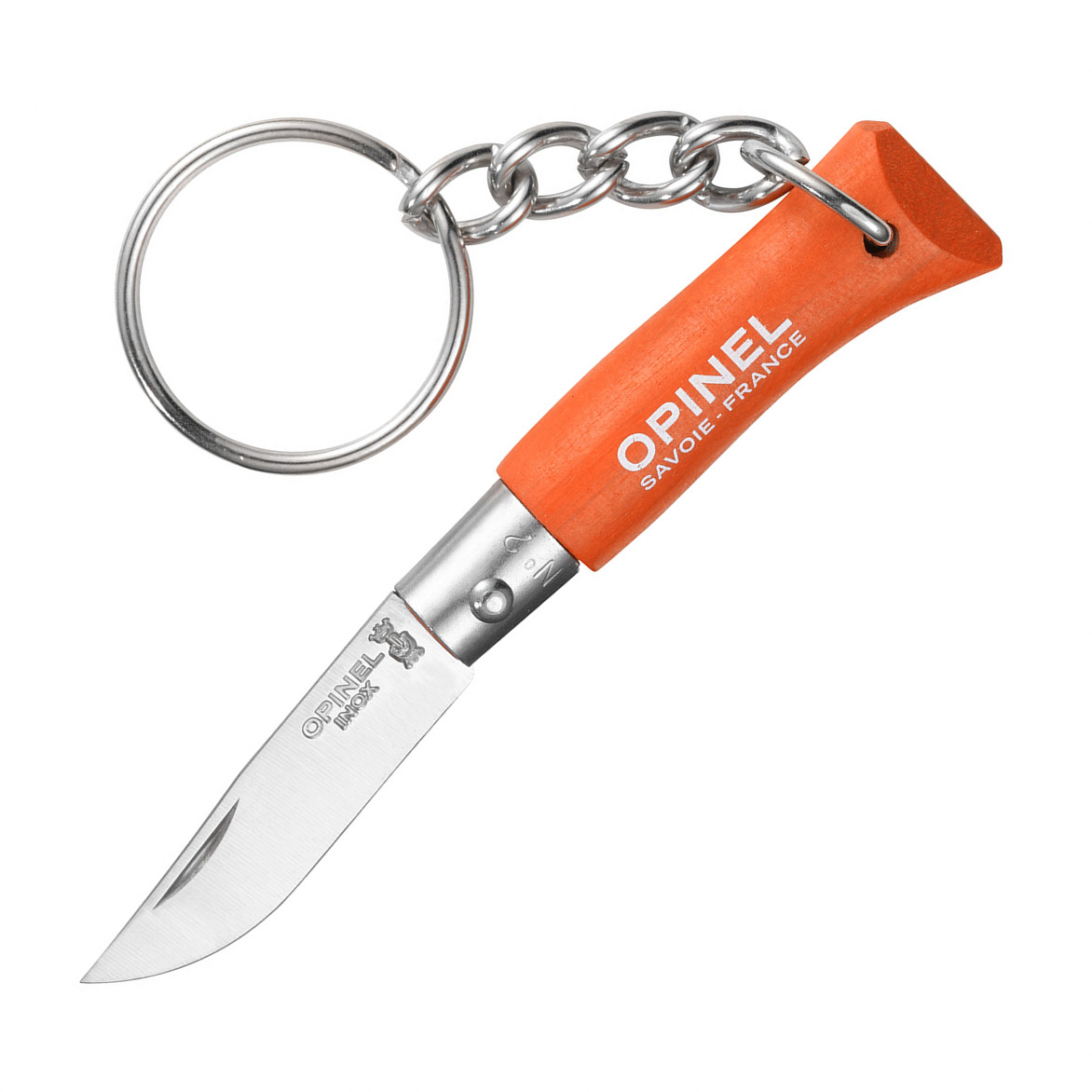 картинка Нож-брелок Opinel №2, нержавеющая сталь, оранжевый, 002051