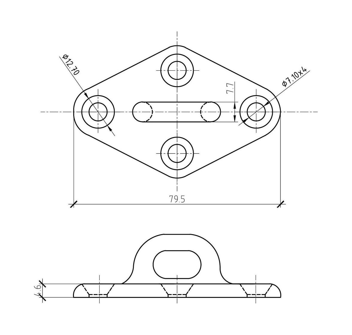 картинка Серьга с ромбовидным основанием