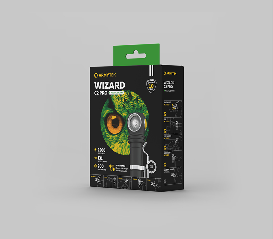 картинка Налобный фонарь ARMYTEK WIZARD C2 Pro Magnet USB  БЕЛЫЙ
