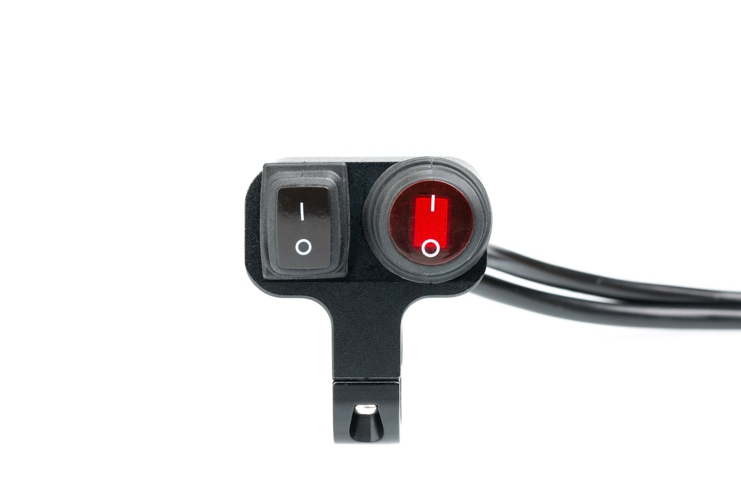 картинка Выключатель влагозащищенный 2228, двухкнопочный, цвет корпуса черный, под трубу D22мм