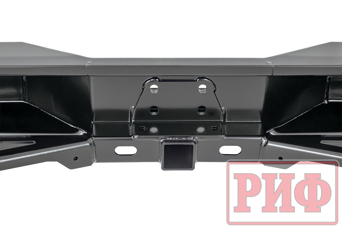 картинка Бампер задний РИФ Toyota Land Cruiser 76 2007+ с квадратом под фаркоп и фонарями